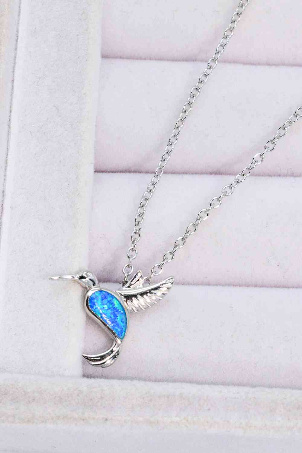 Bird Necklace Blue Opal/925 Sterling Silver
