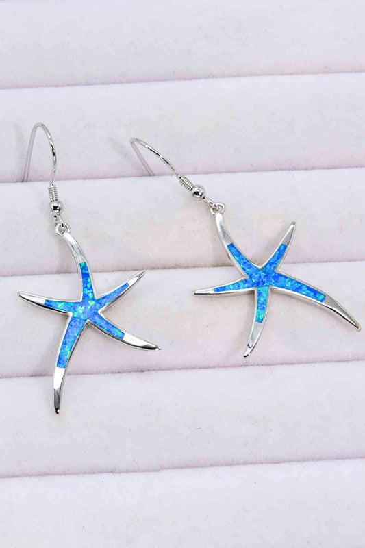 Starfish Earrings-Blue opal/925 Sterling Silver