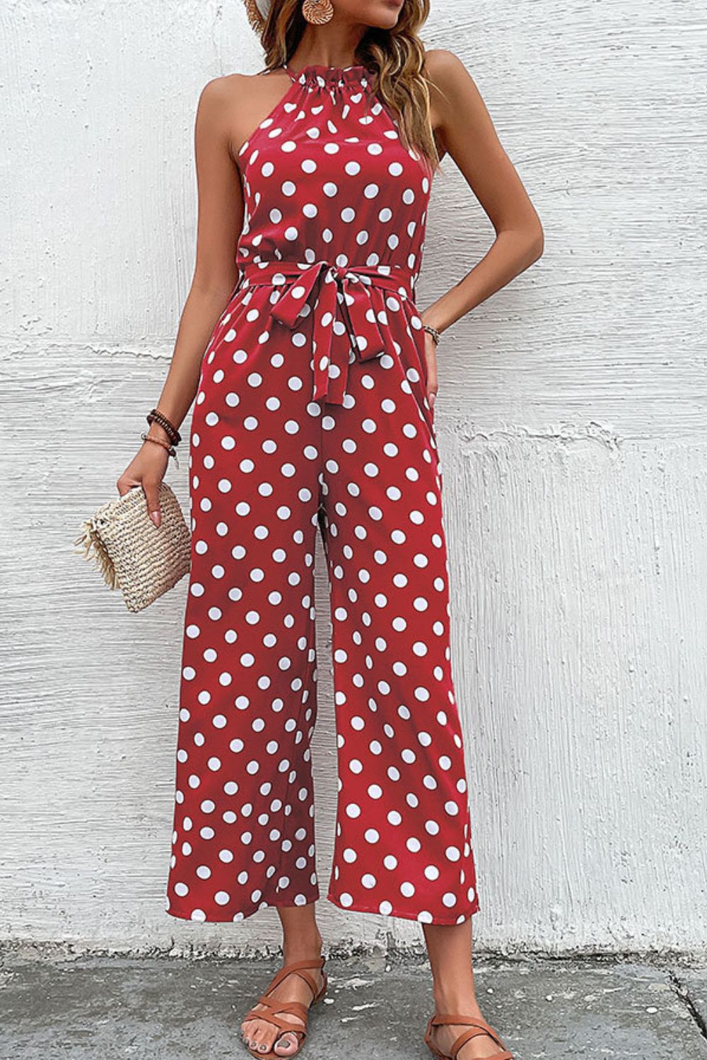 Polka Dot Wide Leg Jumpsuit